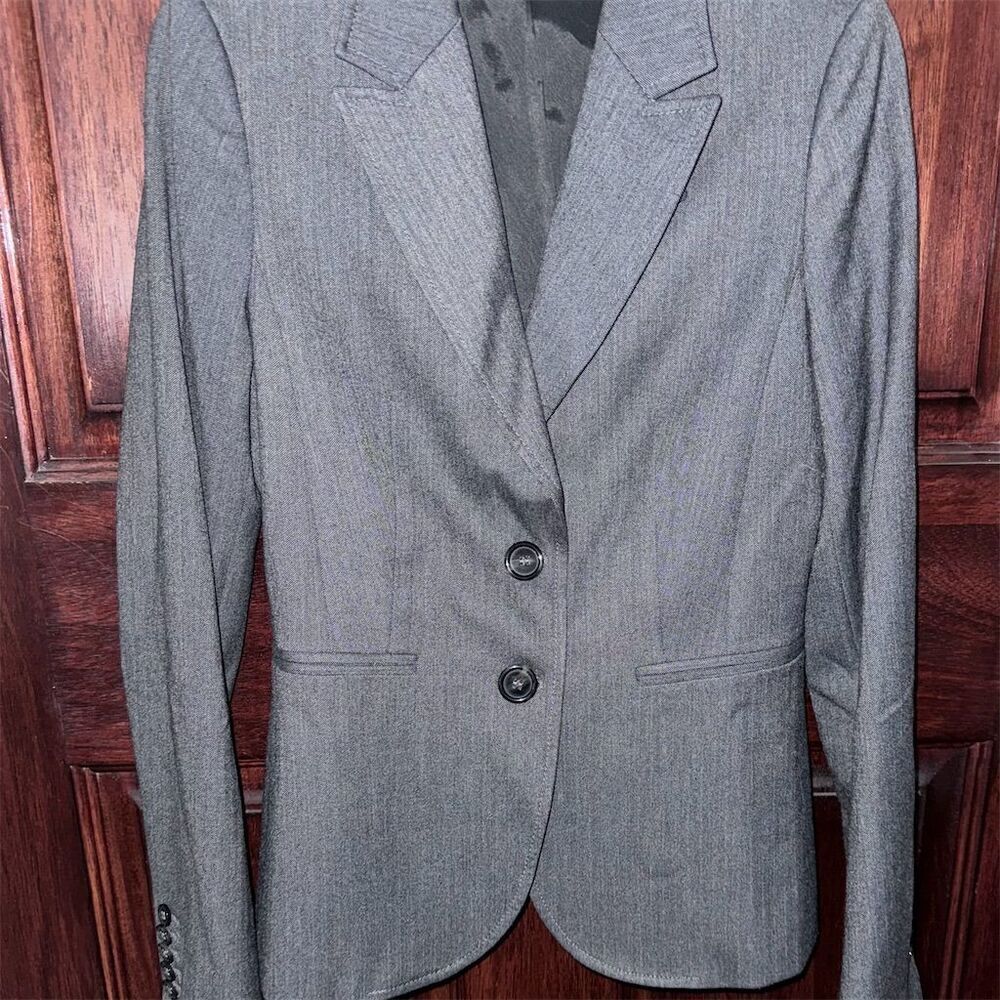Vintage Stile Benetton Women's Gray Blazer Jacket Size 40 Business Casual Fitted